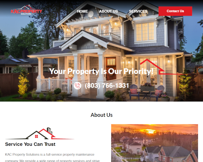 Screenshot Image of the KAC Property Solutions Website